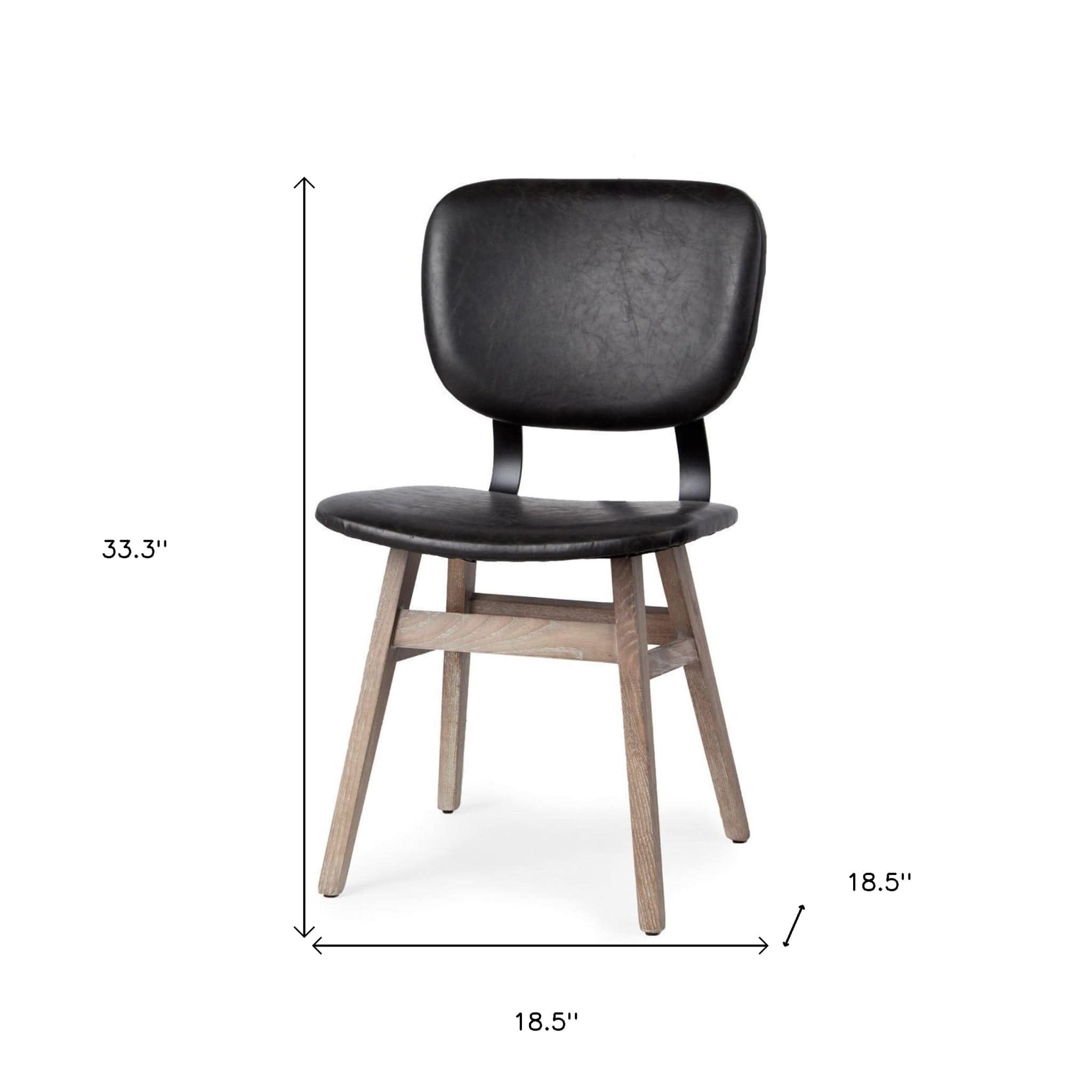 Set Of Two Black And Brown Upholstered Faux leather Open Back Side Chairs - Homeroots