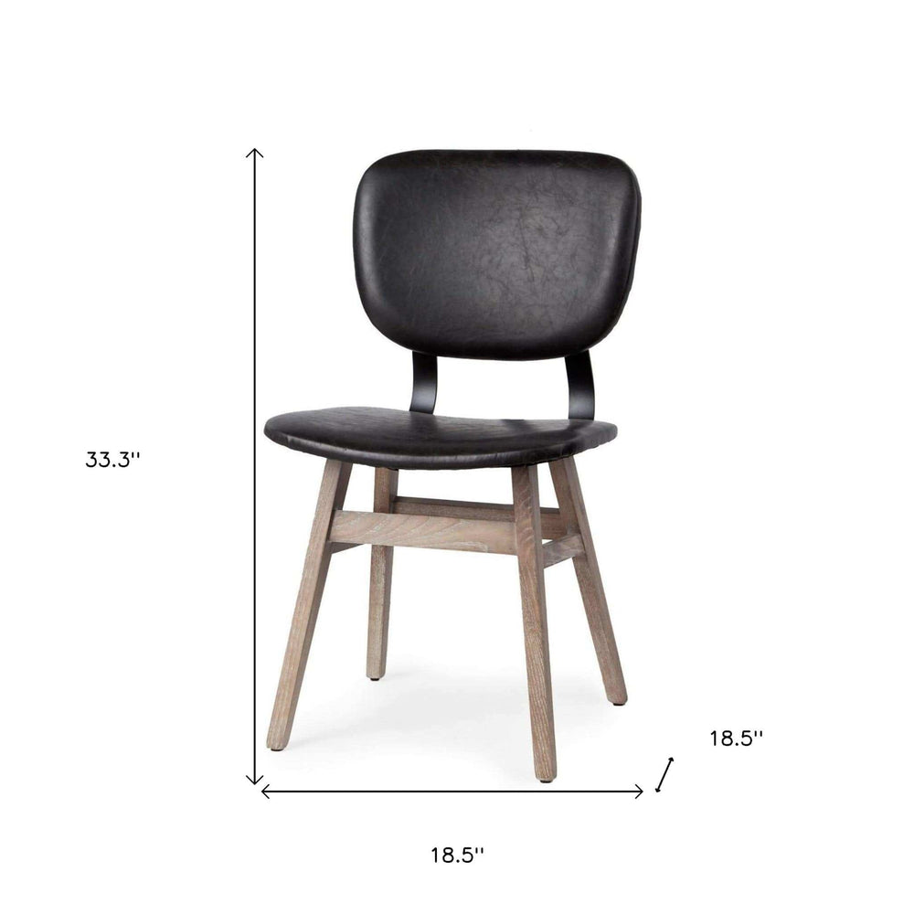 Set Of Two Black And Brown Upholstered Faux leather Open Back Side Chairs - Homeroots - Flyclothing LLC