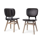 Set Of Two Black And Brown Upholstered Faux leather Open Back Side Chairs - Homeroots - Flyclothing LLC