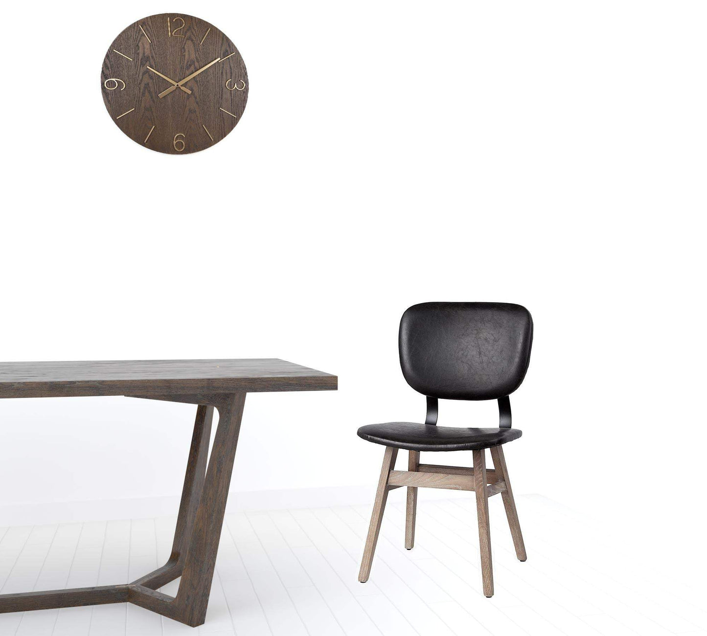 Set Of Two Black And Brown Upholstered Faux leather Open Back Side Chairs - Homeroots - Flyclothing LLC