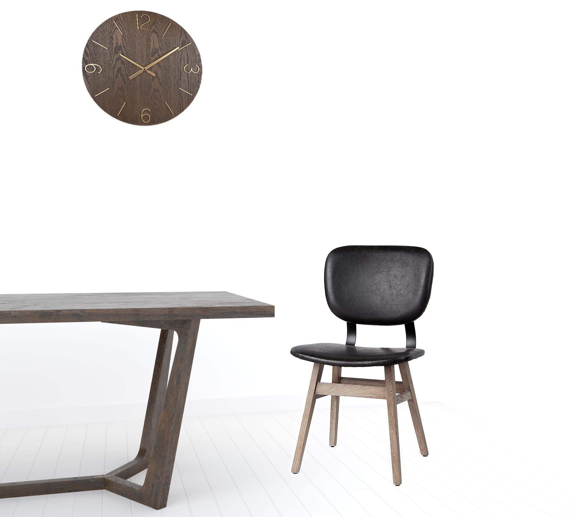Set Of Two Black And Brown Upholstered Faux leather Open Back Side Chairs - Homeroots - Flyclothing LLC