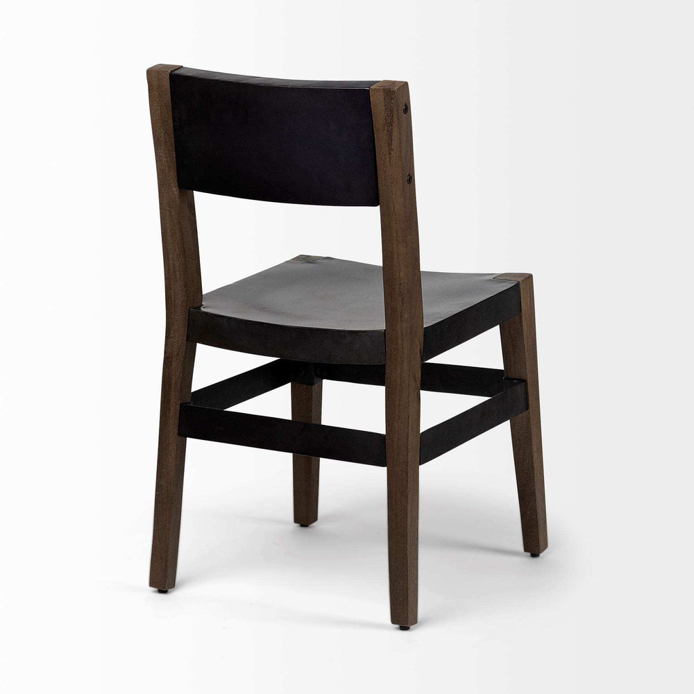 Black And Brown Metal and Wood Open Back Dining Side Chair - Homeroots - Flyclothing LLC