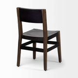 Black And Brown Metal and Wood Open Back Dining Side Chair - Homeroots - Flyclothing LLC