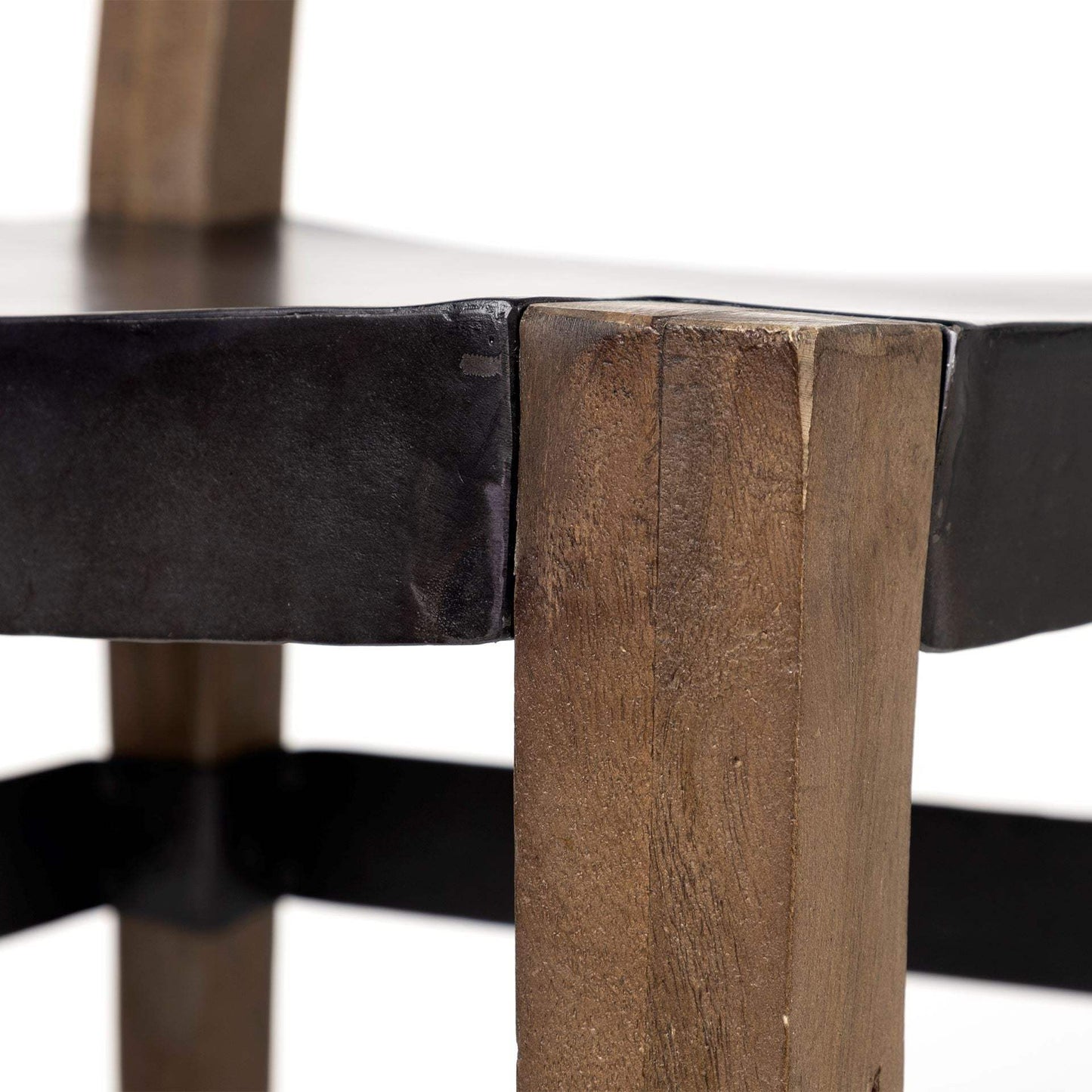 Black And Brown Metal and Wood Open Back Dining Side Chair - Homeroots - Flyclothing LLC