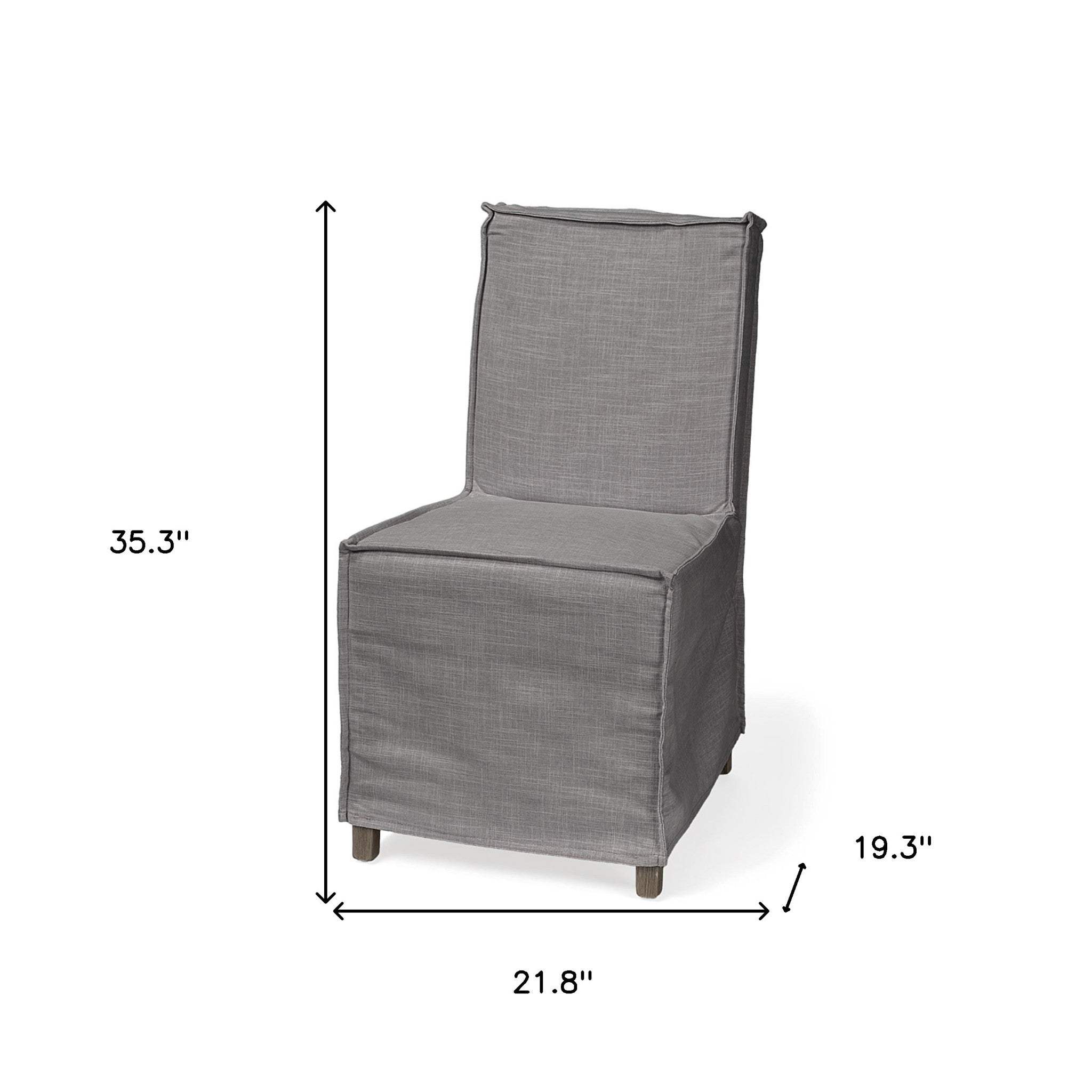 Set Of Two Gray And Brown Slipcovered Wood Parsons Chairs - Homeroots - Flyclothing LLC