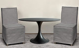 Set Of Two Gray And Brown Slipcovered Wood Parsons Chairs - Homeroots