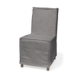 Set Of Two Gray And Brown Slipcovered Wood Parsons Chairs - Homeroots