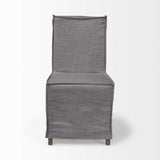 Set Of Two Gray And Brown Slipcovered Wood Parsons Chairs - Homeroots