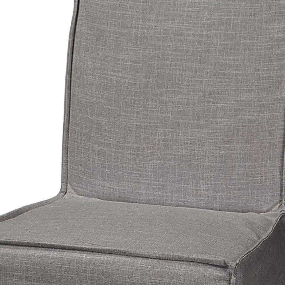 Set Of Two Gray And Brown Slipcovered Wood Parsons Chairs - Homeroots - Flyclothing LLC