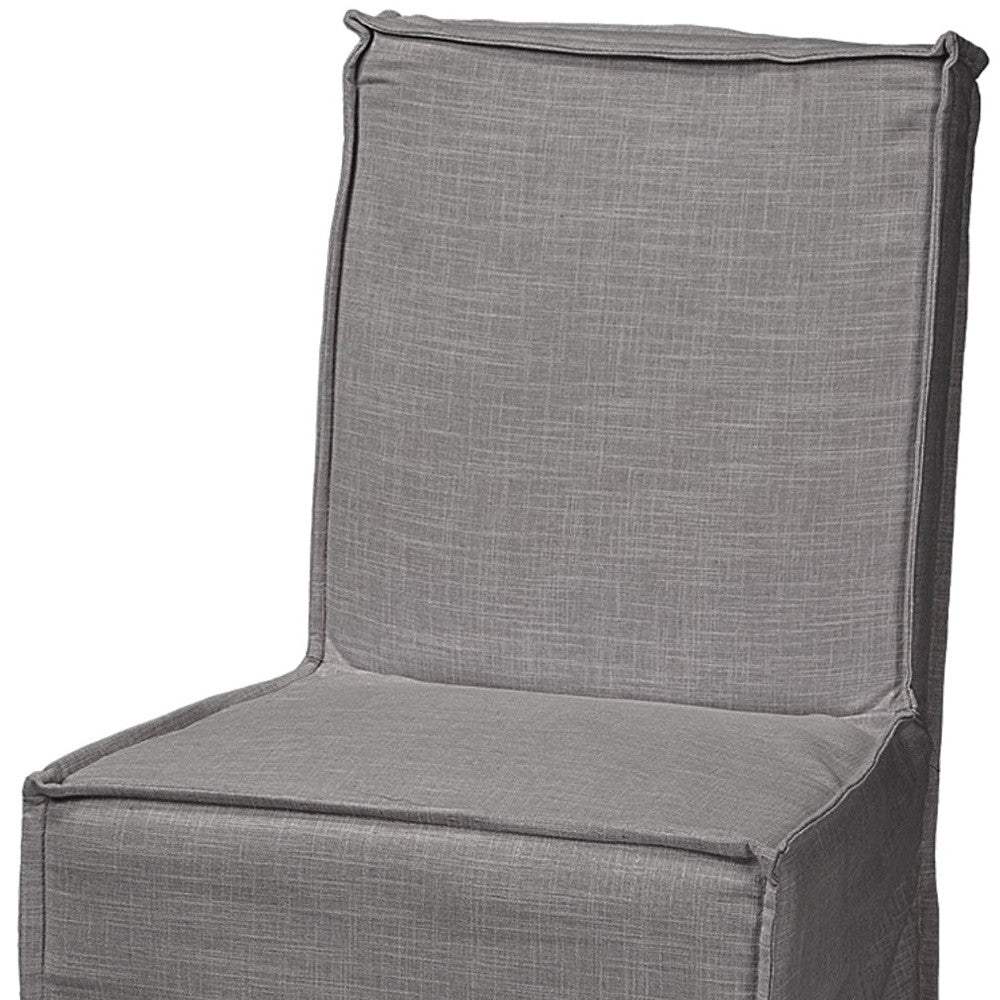 Set Of Two Gray And Brown Slipcovered Wood Parsons Chairs - Homeroots - Flyclothing LLC