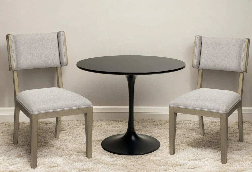 Set Of Two Light Gray And Brown Upholstered Fabric Open Back Side Chairs - Homeroots - Flyclothing LLC