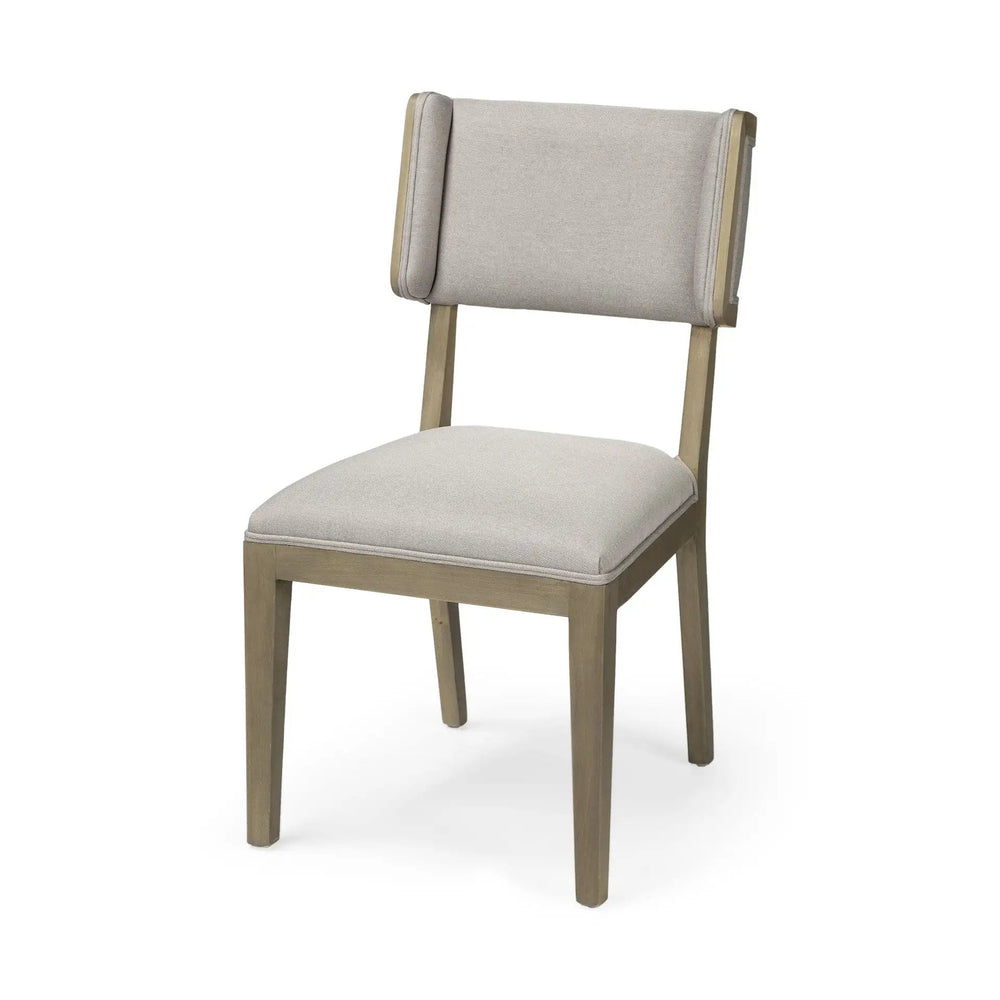Set Of Two Light Gray And Brown Upholstered Fabric Open Back Side Chairs - Homeroots