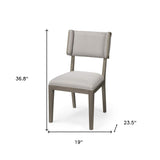 Set Of Two Brown And Light Gray Upholstered Fabric Open Back Side Chairs - Homeroots - Flyclothing LLC