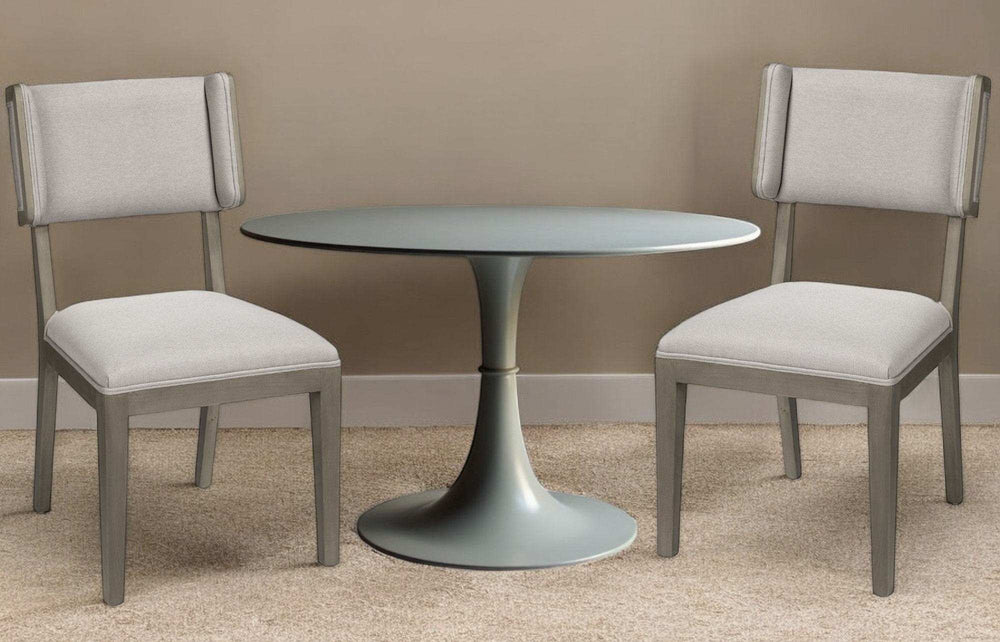 Set Of Two Brown And Light Gray Upholstered Fabric Open Back Side Chairs - Homeroots - Flyclothing LLC