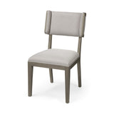 Set Of Two Brown And Light Gray Upholstered Fabric Open Back Side Chairs - Homeroots