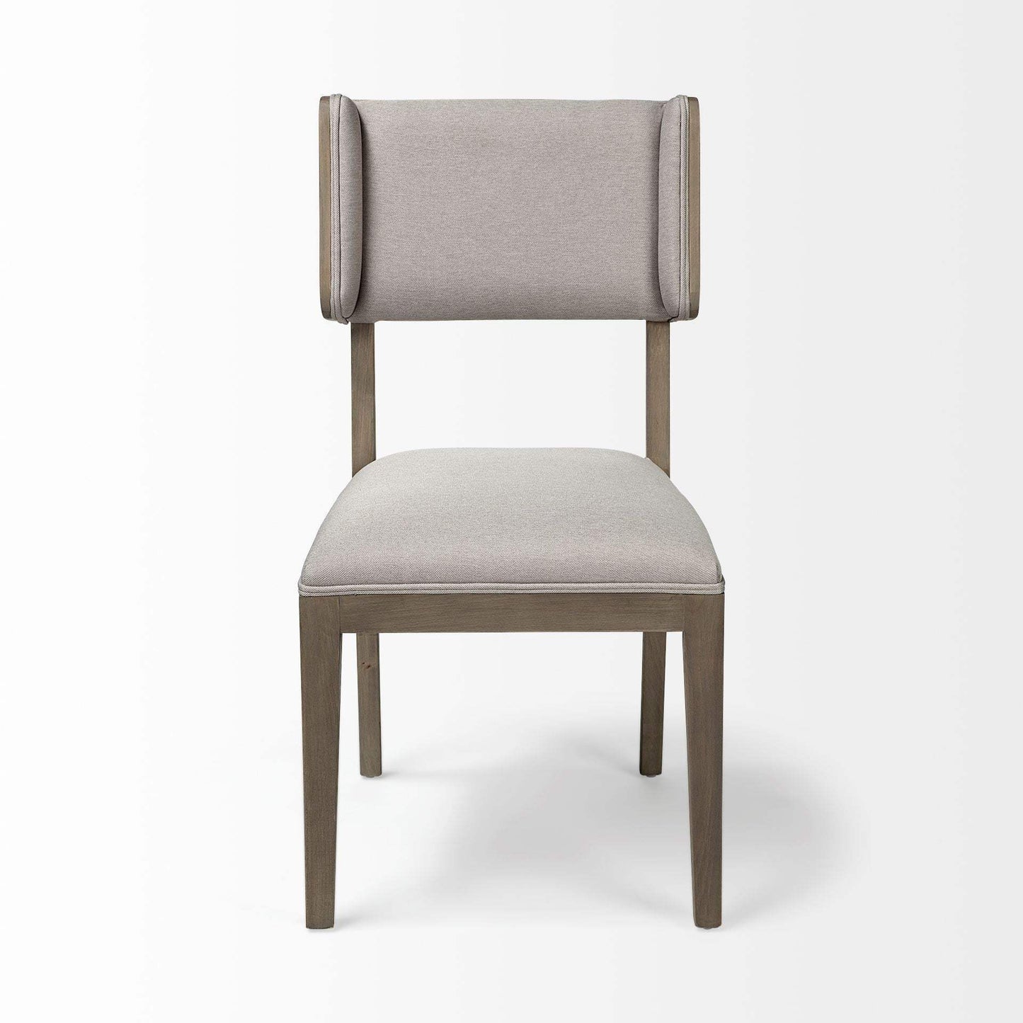 Set Of Two Brown And Light Gray Upholstered Fabric Open Back Side Chairs - Homeroots - Flyclothing LLC