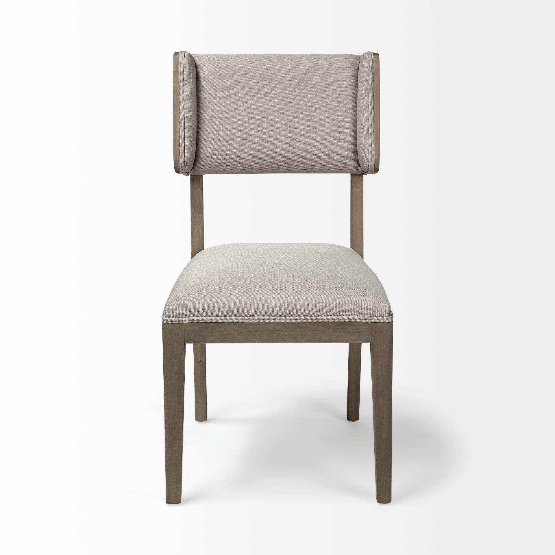 Set Of Two Brown And Light Gray Upholstered Fabric Open Back Side Chairs - Homeroots - Flyclothing LLC