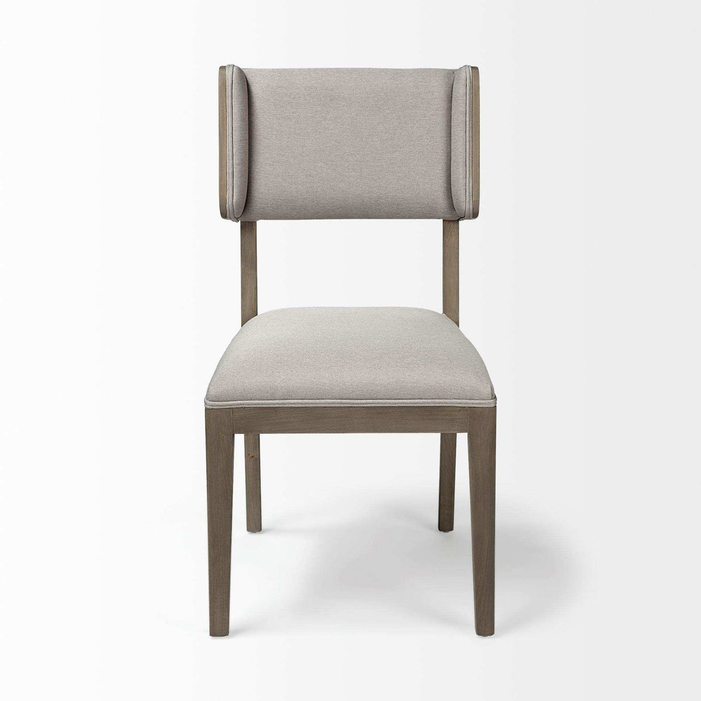 Set Of Two Brown And Light Gray Upholstered Fabric Open Back Side Chairs - Homeroots - Flyclothing LLC