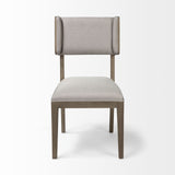 Set Of Two Brown And Light Gray Upholstered Fabric Open Back Side Chairs - Homeroots