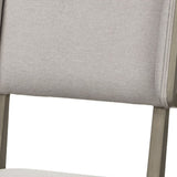 Set Of Two Brown And Light Gray Upholstered Fabric Open Back Side Chairs - Homeroots