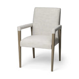 Cream And Brown Upholstered Fabric King Louis Back Dining Arm Chair - Homeroots