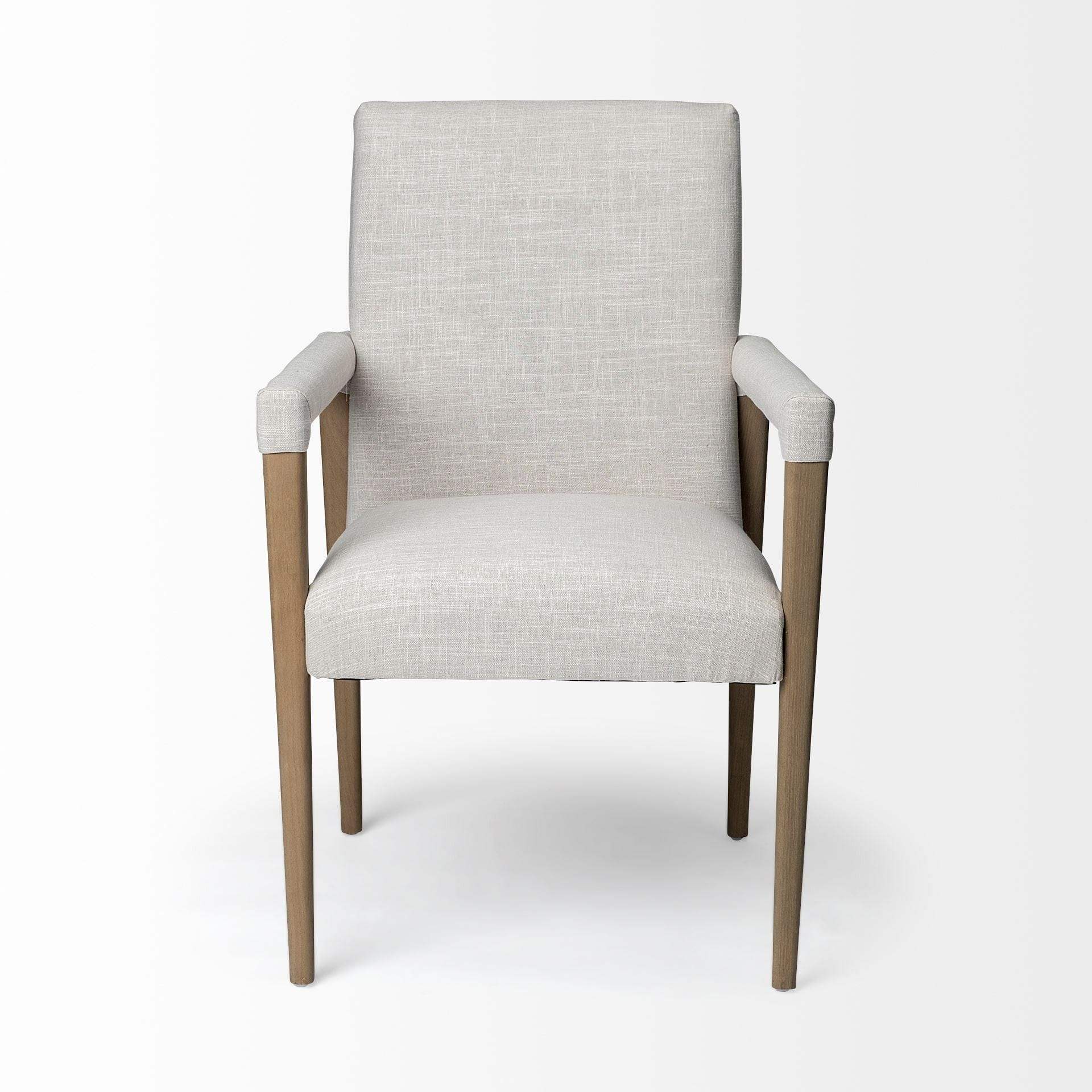 Cream And Brown Upholstered Fabric King Louis Back Dining Arm Chair - Homeroots - Flyclothing LLC