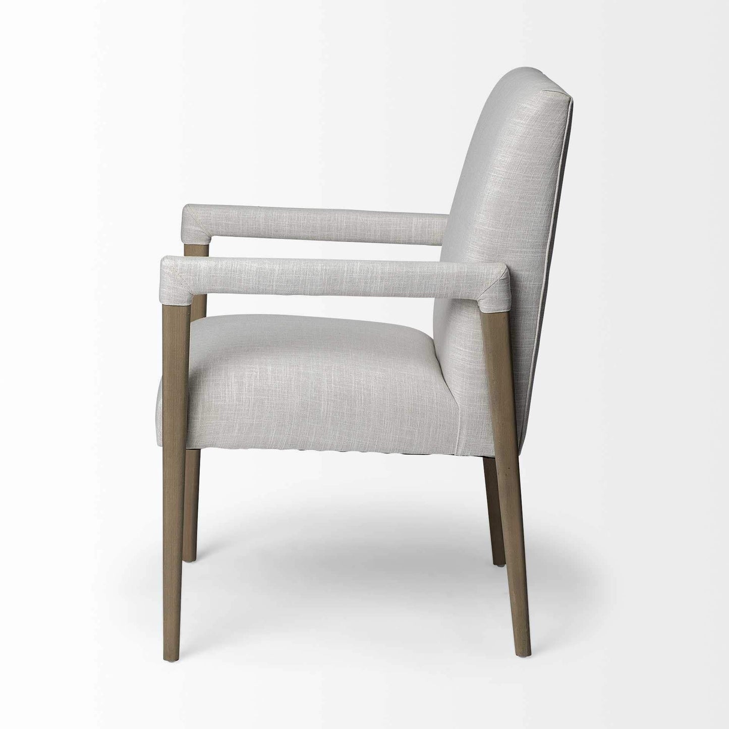 Cream And Brown Upholstered Fabric King Louis Back Dining Arm Chair - Homeroots - Flyclothing LLC