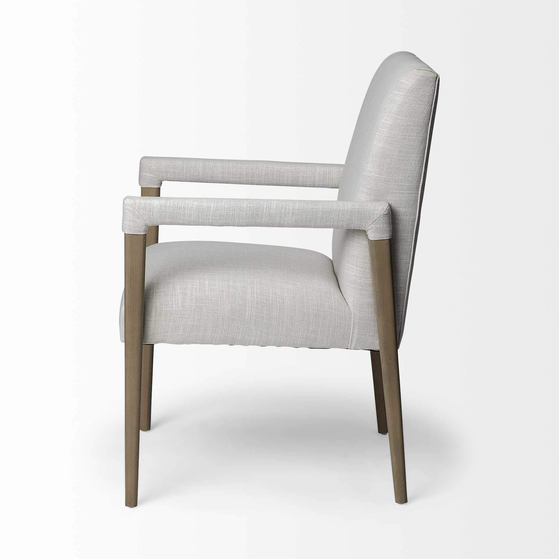 Cream And Brown Upholstered Fabric King Louis Back Dining Arm Chair - Homeroots - Flyclothing LLC