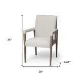 Cream And Brown Upholstered Fabric King Louis Back Dining Arm Chair - Homeroots - Flyclothing LLC