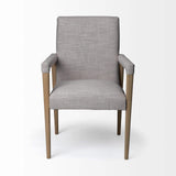 Gray And Brown Upholstered Fabric King Louis Back Dining Arm Chair - Homeroots - Flyclothing LLC