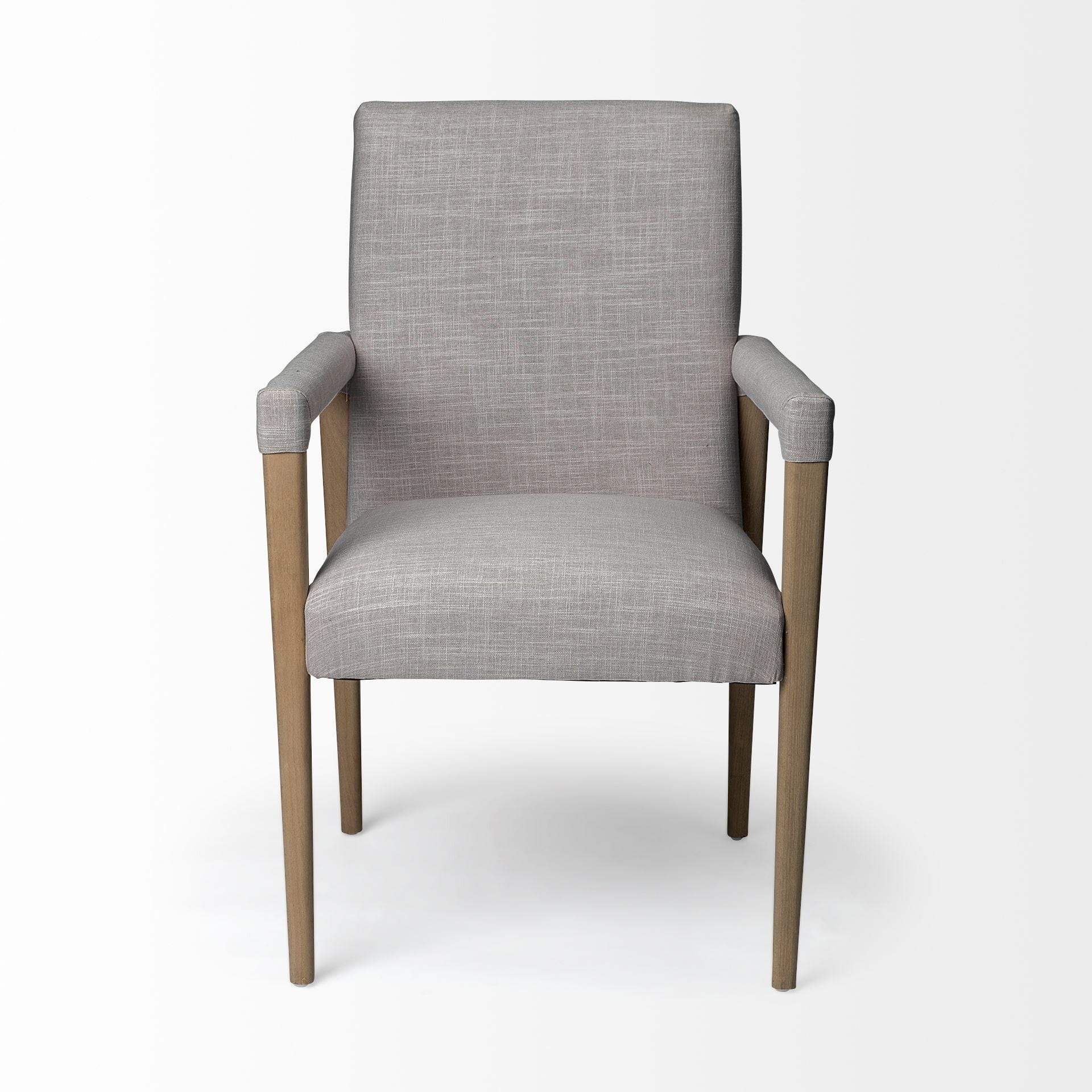 Gray And Brown Upholstered Fabric King Louis Back Dining Arm Chair - Homeroots - Flyclothing LLC