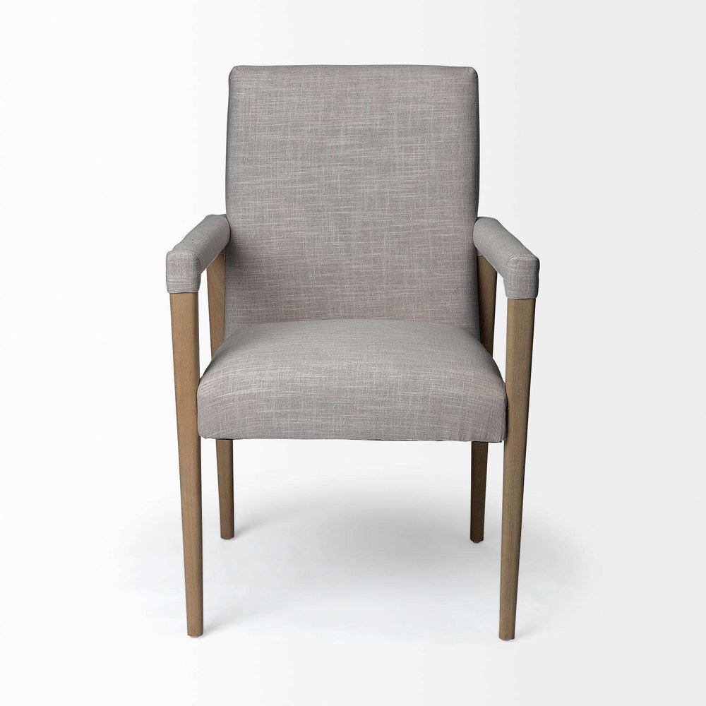 Gray And Brown Upholstered Fabric King Louis Back Dining Arm Chair - Homeroots - Flyclothing LLC
