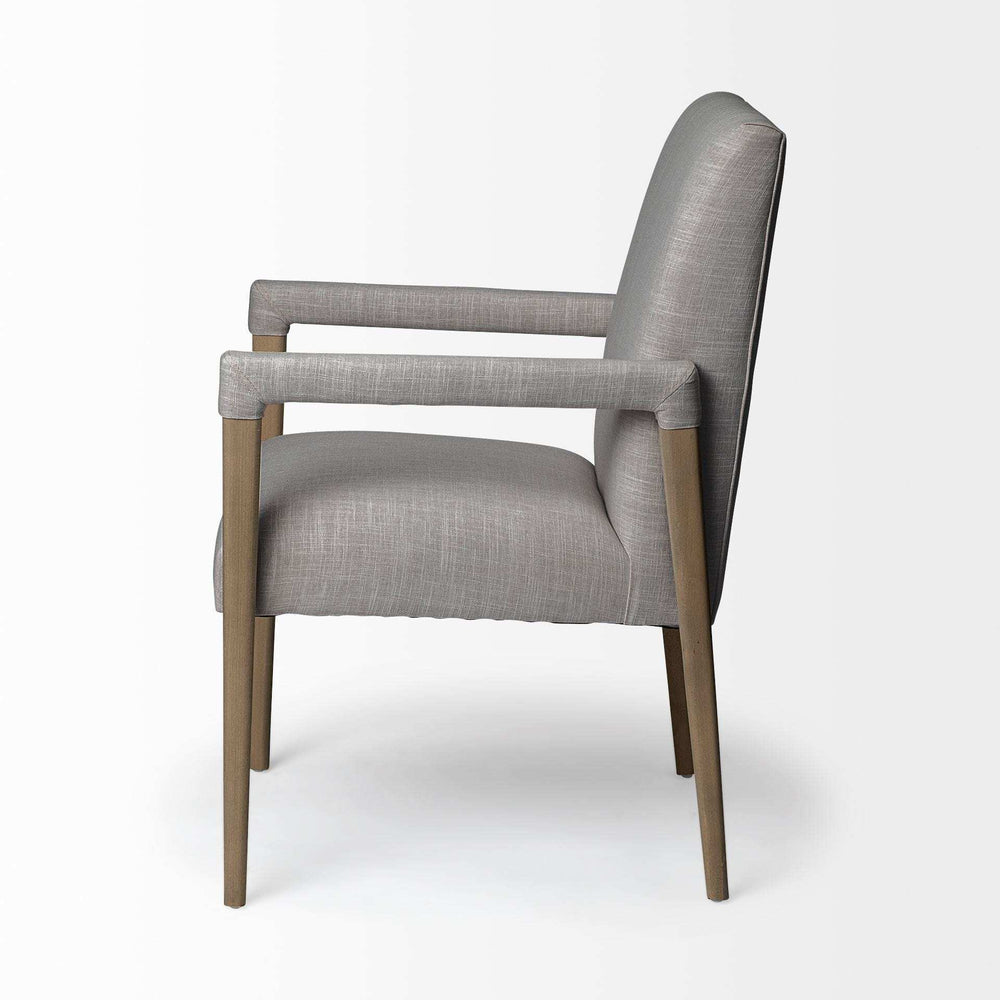 Gray And Brown Upholstered Fabric King Louis Back Dining Arm Chair - Homeroots - Flyclothing LLC