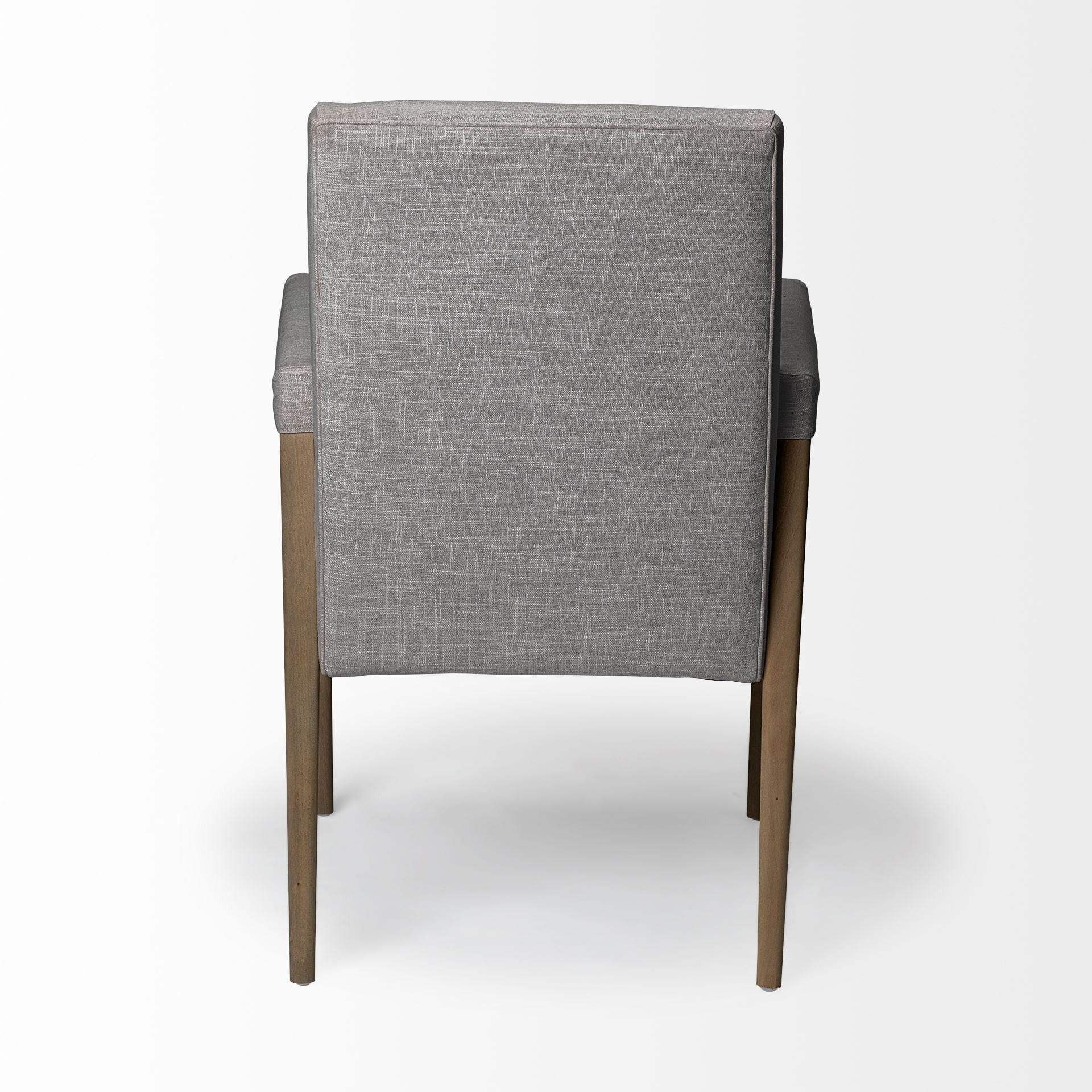 Gray And Brown Upholstered Fabric King Louis Back Dining Arm Chair - Homeroots - Flyclothing LLC