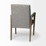 Gray And Brown Upholstered Fabric King Louis Back Dining Arm Chair - Homeroots - Flyclothing LLC