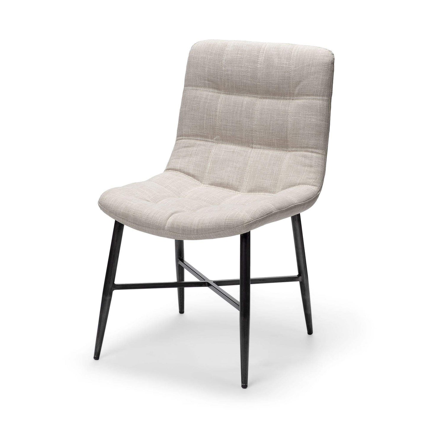 Set Of Two White And Black Upholstered Fabric Open Back Side Chairs - Homeroots - Flyclothing LLC