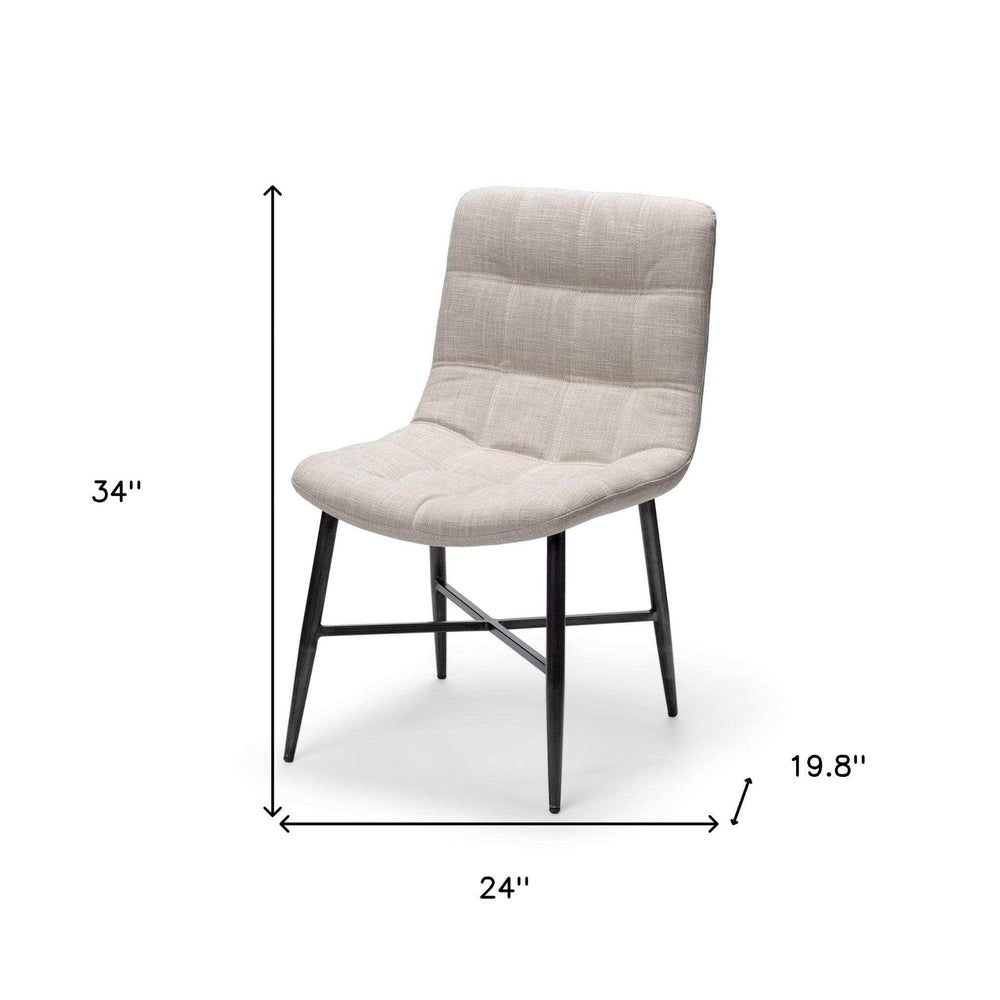 Set Of Two White And Black Upholstered Fabric Open Back Side Chairs - Homeroots - Flyclothing LLC