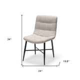Set Of Two White And Black Upholstered Fabric Open Back Side Chairs - Homeroots