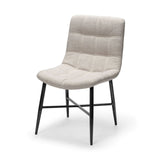 Set Of Two White And Black Upholstered Fabric Open Back Side Chairs - Homeroots