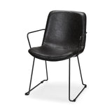 Black Upholstered Faux Leather Dining Arm Chair - Homeroots