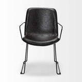 Black Upholstered Faux Leather Dining Arm Chair - Homeroots - Flyclothing LLC