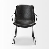 Black Upholstered Faux Leather Dining Arm Chair - Homeroots