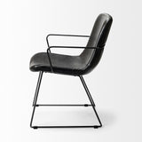 Black Upholstered Faux Leather Dining Arm Chair - Homeroots