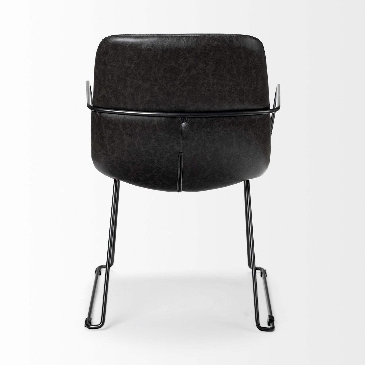 Black Upholstered Faux Leather Dining Arm Chair - Homeroots - Flyclothing LLC