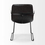 Black Upholstered Faux Leather Dining Arm Chair - Homeroots - Flyclothing LLC