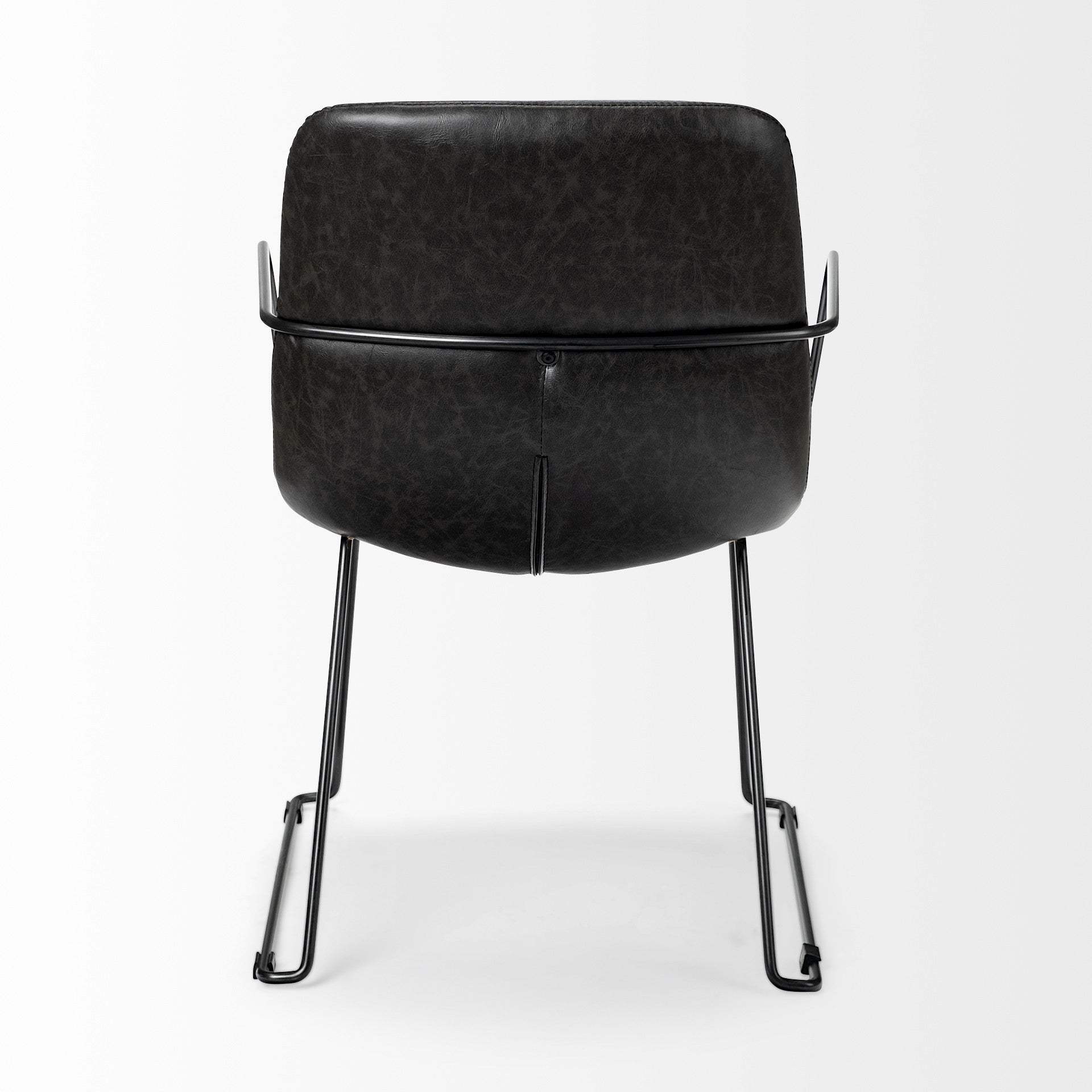 Black Upholstered Faux Leather Dining Arm Chair - Homeroots - Flyclothing LLC