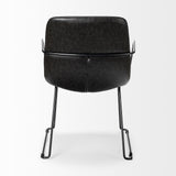 Black Upholstered Faux Leather Dining Arm Chair - Homeroots