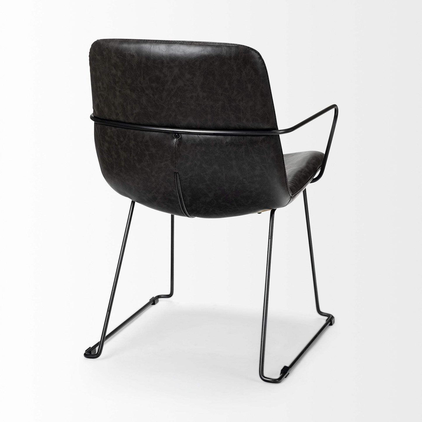 Black Upholstered Faux Leather Dining Arm Chair - Homeroots - Flyclothing LLC