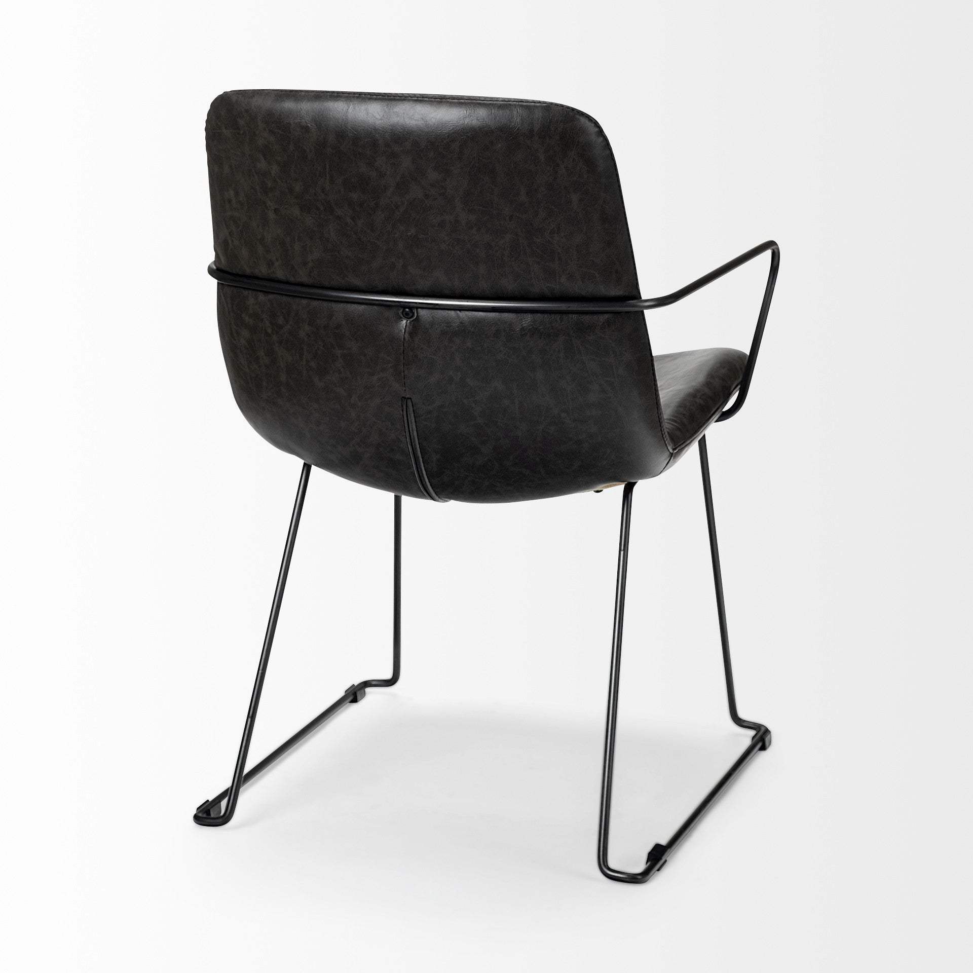 Black Upholstered Faux Leather Dining Arm Chair - Homeroots - Flyclothing LLC