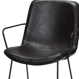 Black Upholstered Faux Leather Dining Arm Chair - Homeroots - Flyclothing LLC